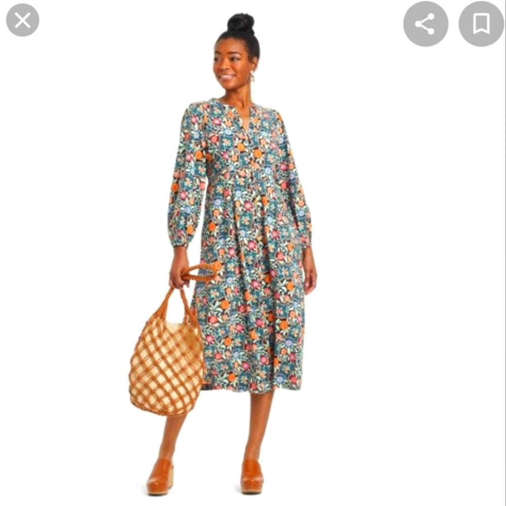 Universal Thread Floral Long Sleeve Dress - Multicolor